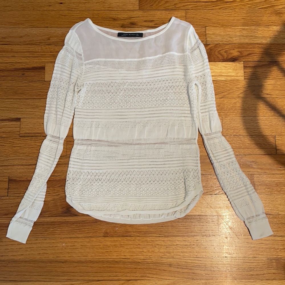 Sheer white knit top